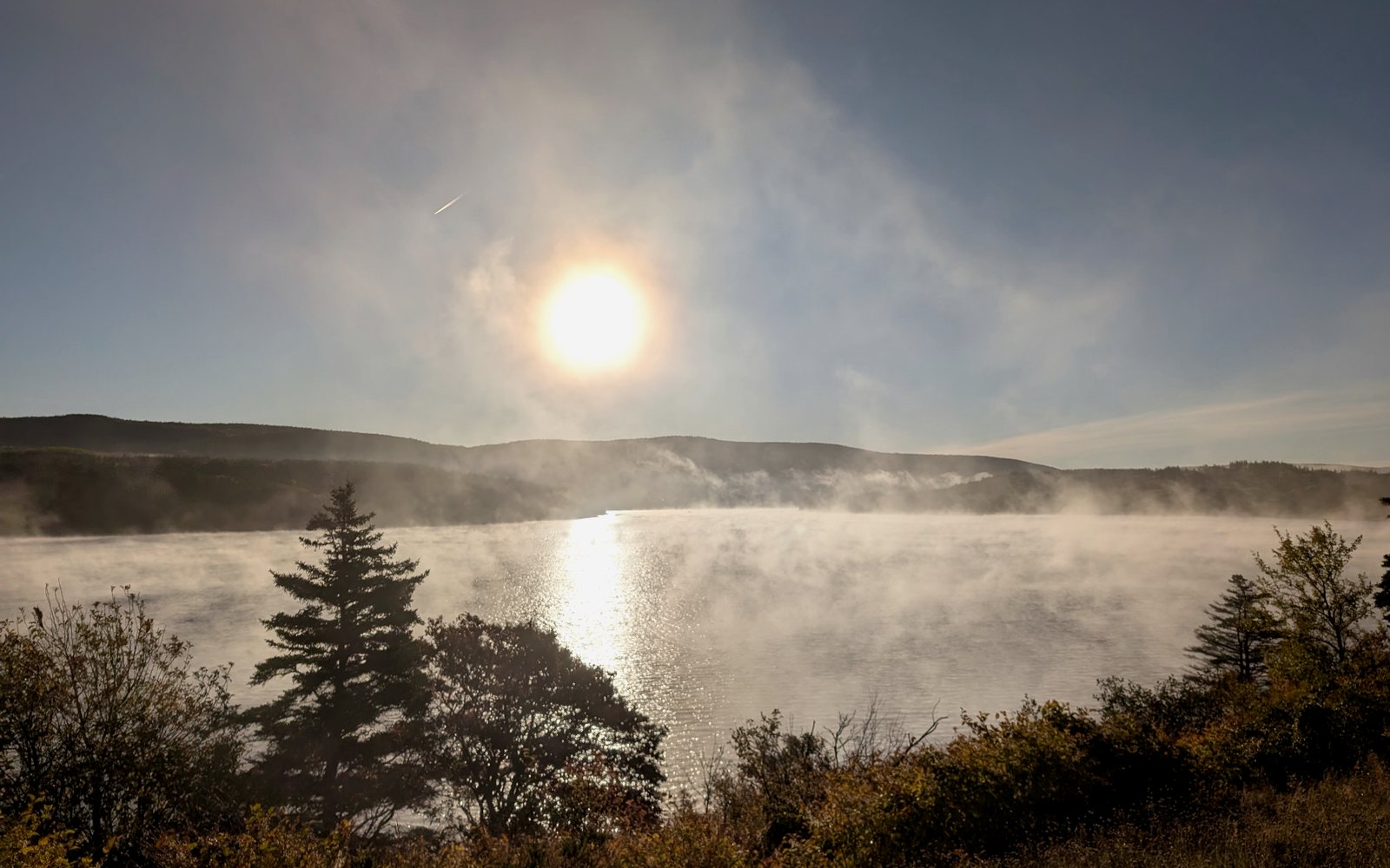 Morning lake mist